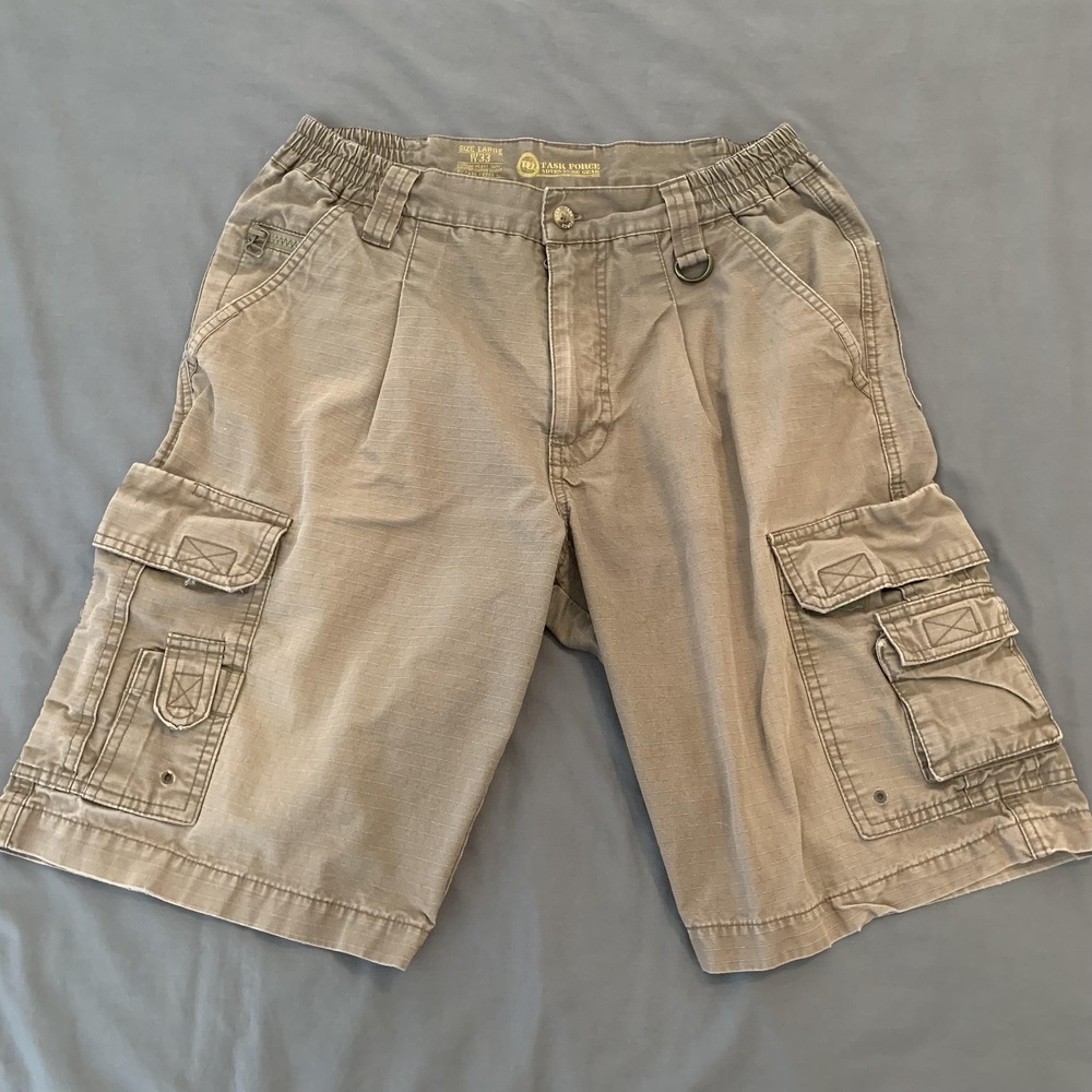 Task‎ Force Cargo Shorts Mens Large W33 Ripstop Utility Pockets Outdoor Hiking